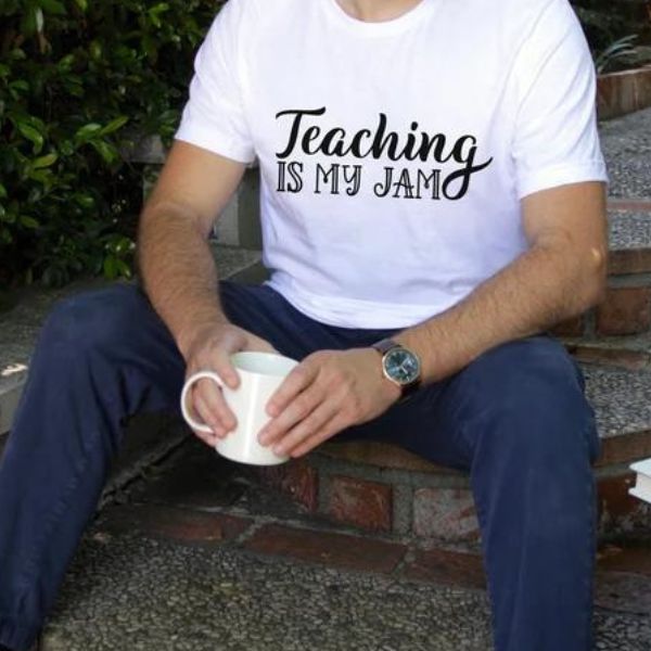 Show appreciation with the Teaching is my Jam Male Shirt, a unique and personalized gift capturing the passion of male teachers.