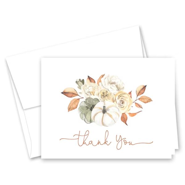 Thank You Floral Pumpkin Card, a beautiful and heartfelt thanksgiving teacher gift