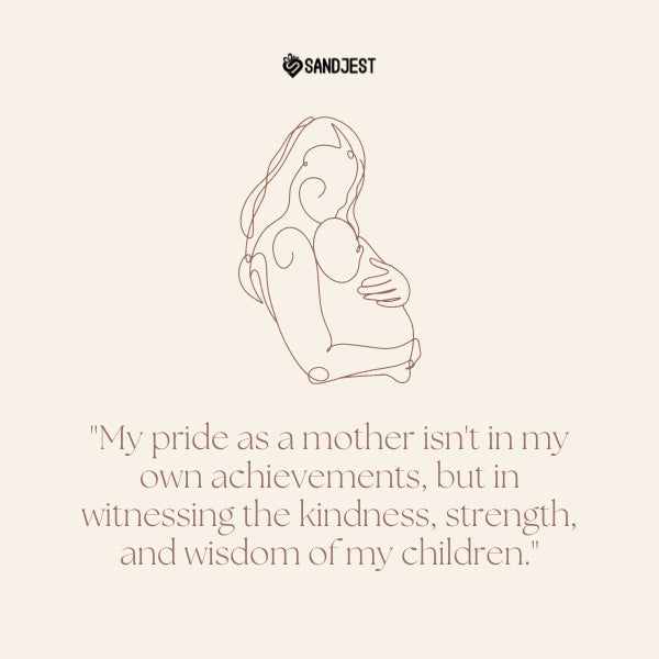An illustrated mother holding her child conveys a sense of pride and thankfulness.