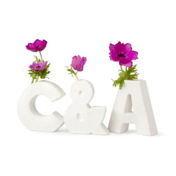 The Alphabet vase, a creative and customizable home gift under $50 for her.