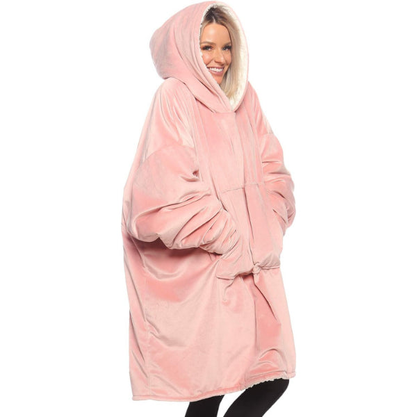 A cozy, oversized wearable blanket displayed, ideal as a warm, comfortable, and practical gift for older mom, enhancing her relaxation at home.