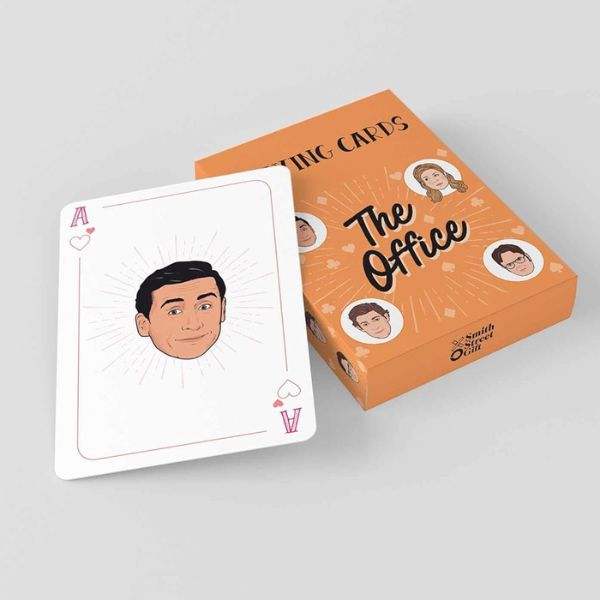 "The Office" playing cards featuring beloved characters, a funny Father's Day gift for fans of the show.