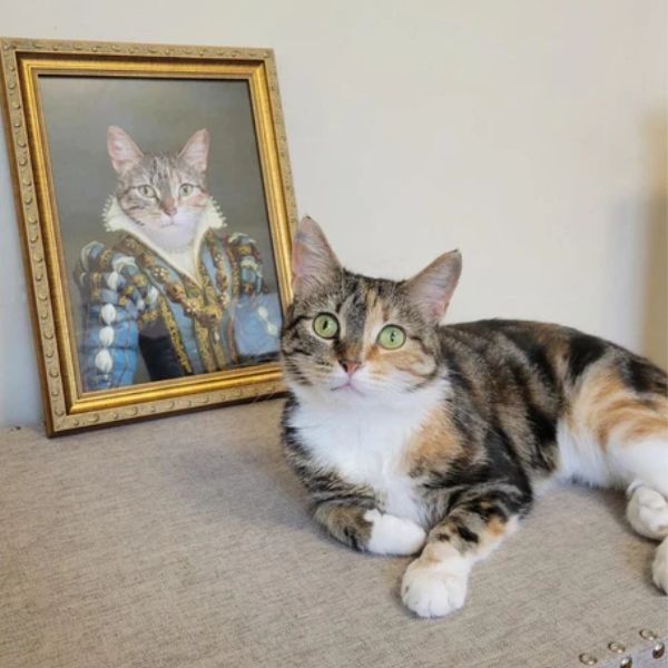 The Sapphire Queen Custom Pet Poster is an exquisite gift for cat moms, turning their pet into royal art.