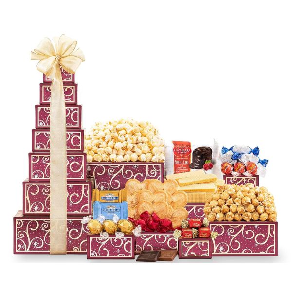 The Tower of Sweets by Wine Country Gift Baskets is a tower of delight