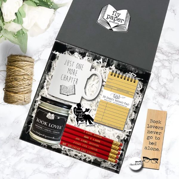 The Ultimate Book Lovers Boxed Gift Set, a reader’s dream for family gift basket ideas.
