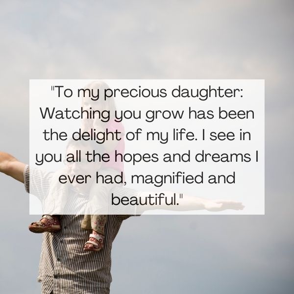 Loving father sharing wisdom with daughter in a quote.