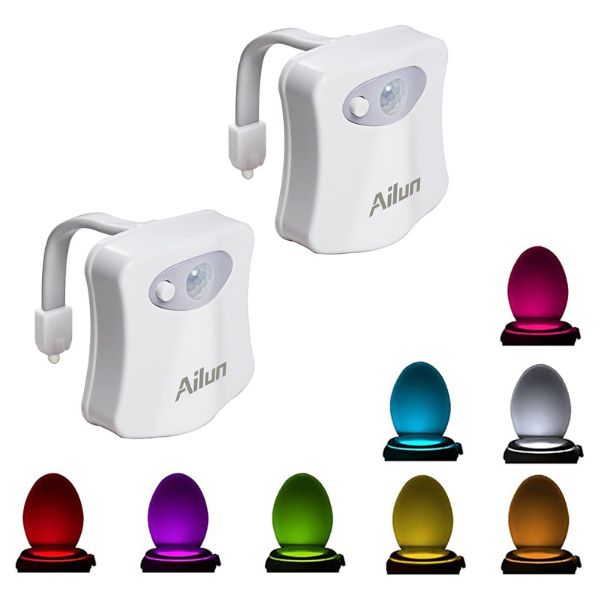 A 2-pack of colorful LED toilet night lights for a humorous Father's Day gift.