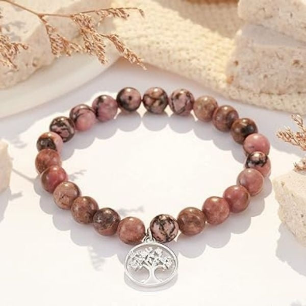 Tree of Life Natural Stone Bracelet, symbolizing growth and strength as gifts for grandma.