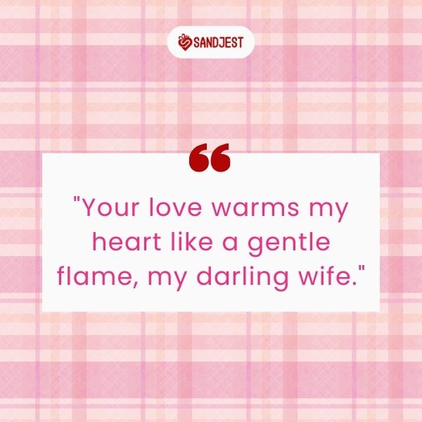 A loving message to a wife, placed over a tender pink plaid background.