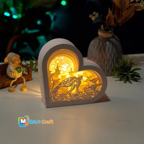 Turtle Heart Lanterns Shadow Box, a unique light feature for turtle gifts enthusiasts.