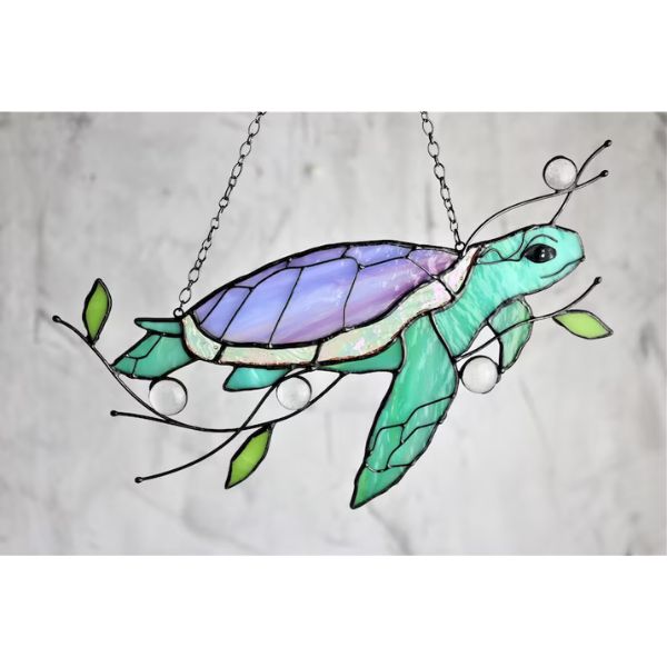 Turtle Suncatcher Stained Glass, a radiant addition to any selection of turtle gifts