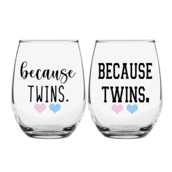 Raise a toast to twin parenthood with the twin glass set