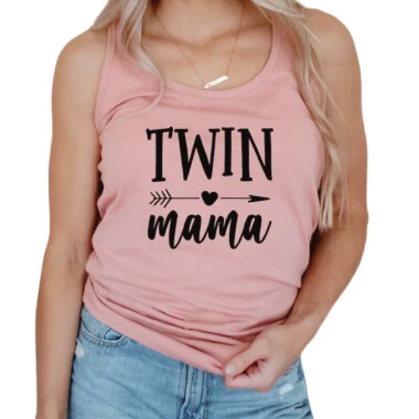 Showcase twin mom pride with our tank top as a stylish and empowering twin mom gift