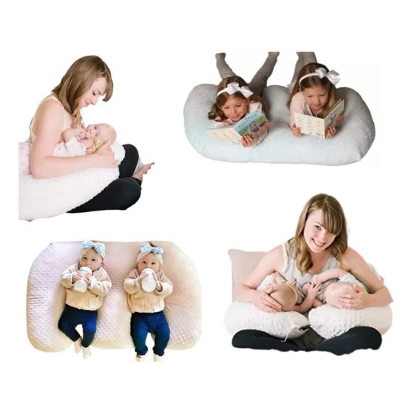 The Twin Z Pillow is an innovative twin mom gift for feeding, lounging, and bonding with two little ones