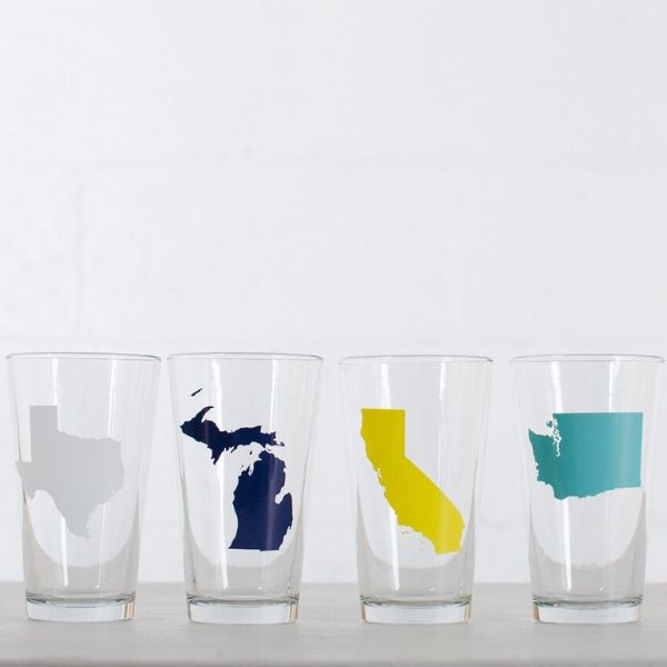 USA Pint Glass Set - patriotic drinkware as grandad birthday gifts.