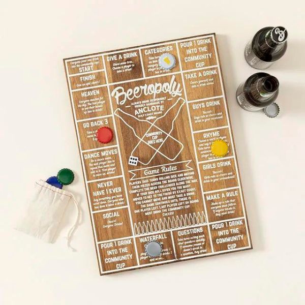 Uncommon Goods Beeropoly game, a fun twist on classic board games for Father's Day.