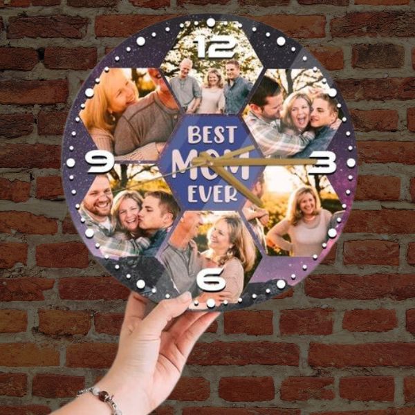 Display cherished memories on our unique Best Mom and Dad Ever photo wall clock to make each moment timeless