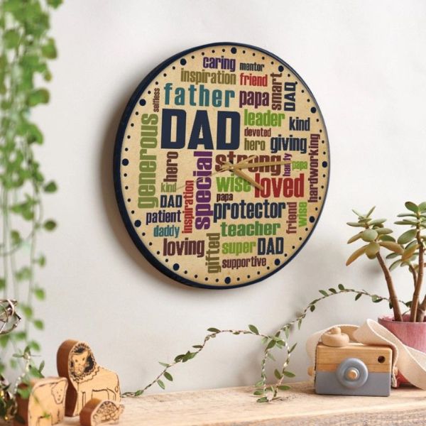 Unique character-themed wall clock, personalized for fun-loving dads