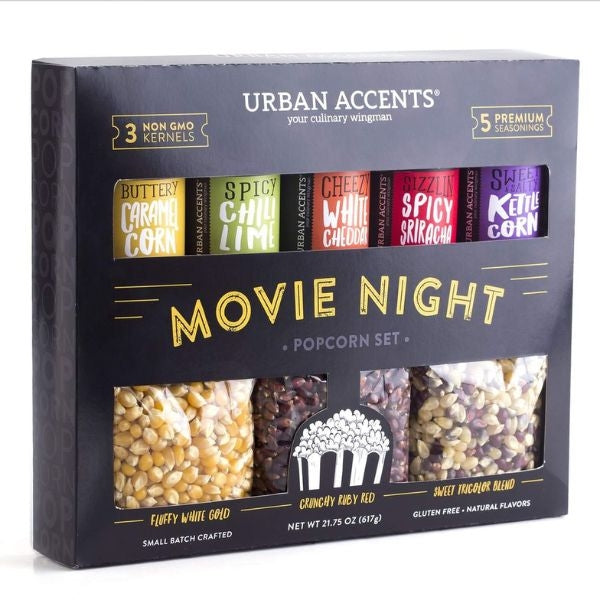 The Urban Accents Movie Night Popcorn Pack is a delightful Christmas Gift for Parents.