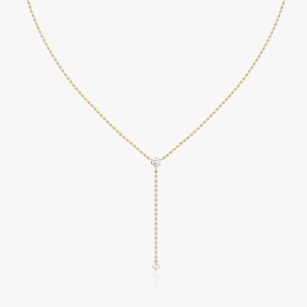 VRAI Duo Lariat Necklace as a stunning anniversary gift for wife, symbolizing the intertwining of two hearts in a timeless embrace.