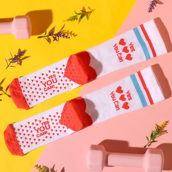 Stylish Valentine's Day gripper calf socks for kids, ensuring comfort and fashion combine in these delightful additions to their wardrobe.