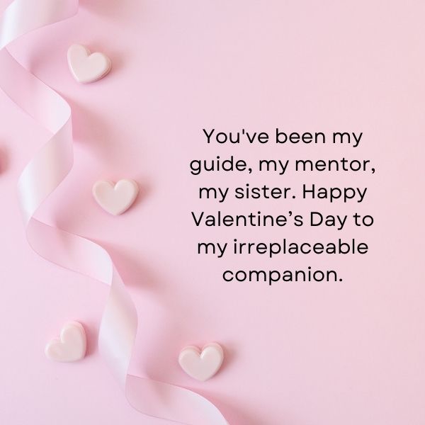 Valentine's wishes for big sister with heartwarming quotes and festive decorations.