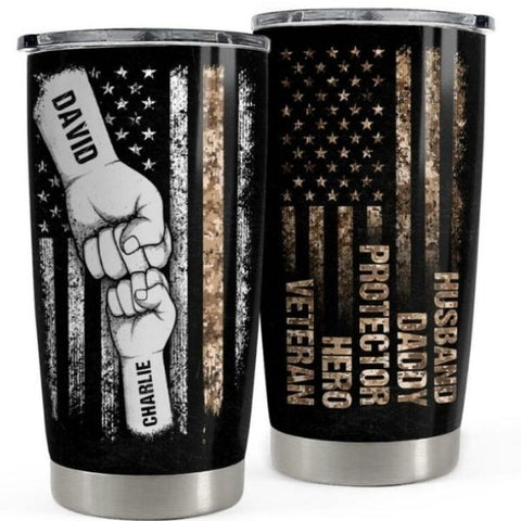 Veteran Personalized Tumbler Cup, a standout among military retirement gifts, with custom engraving.