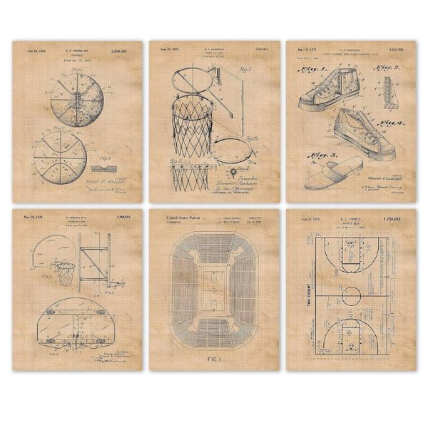 Framed vintage basketball patent prints - historical basketball coach gifts