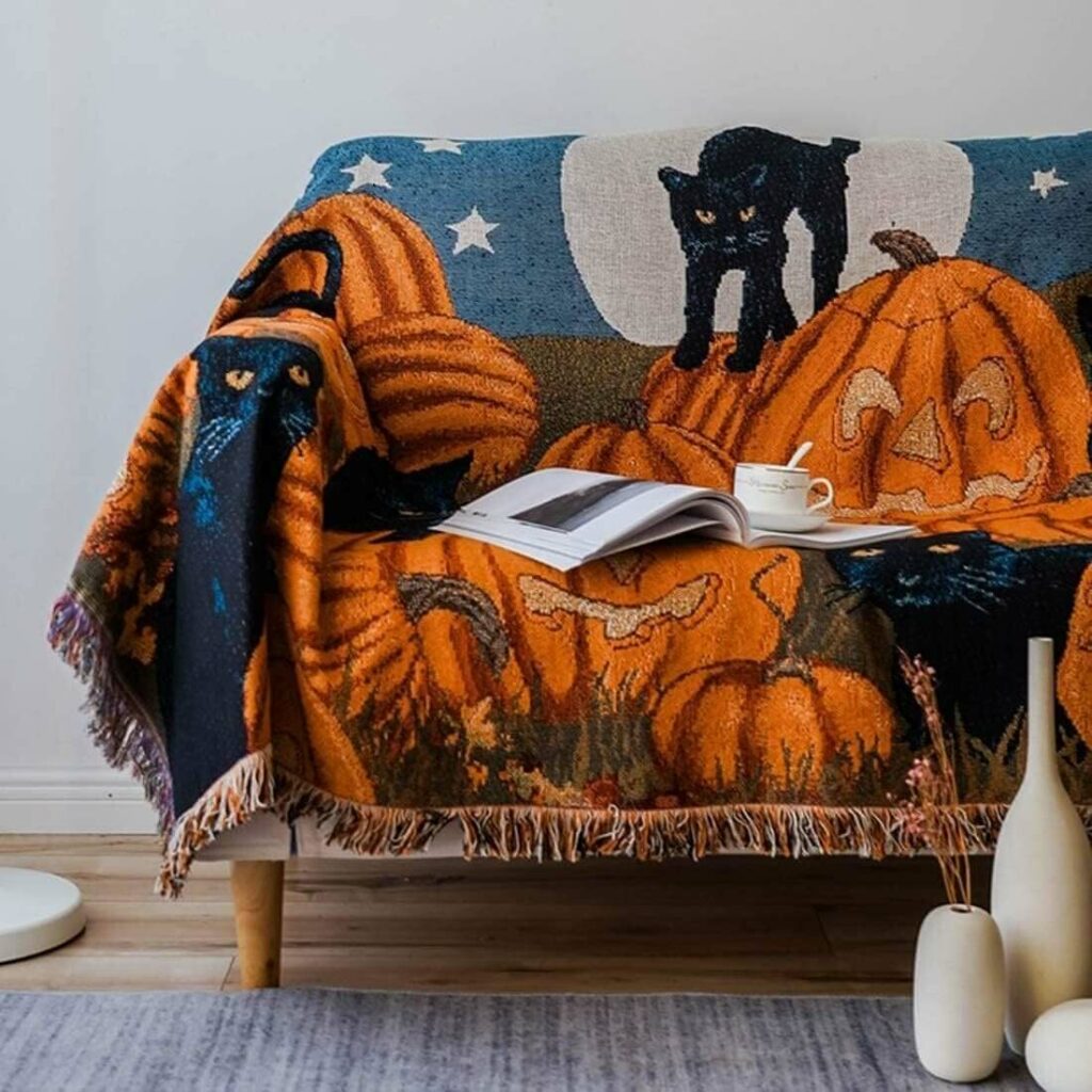 Cozy Vintage Halloween Throw Blanket