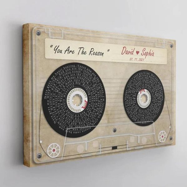 Custom Vinyl Record Song Lyrics wall art, a nostalgic and personalized 3 year anniversary gift.