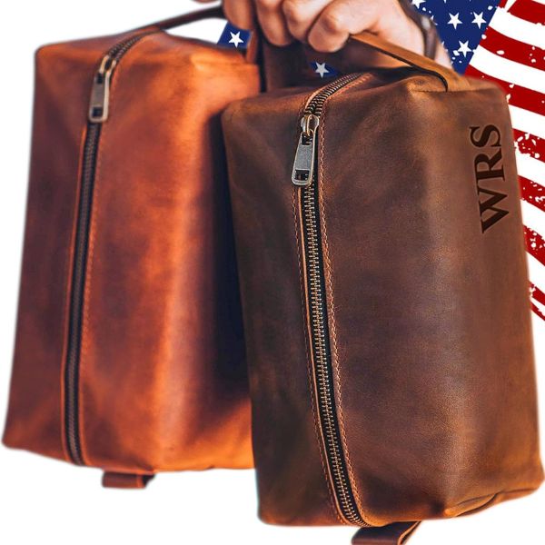 Viva Leather Dopp Kit organizes in style, a personalized Father's Day luxury for family.