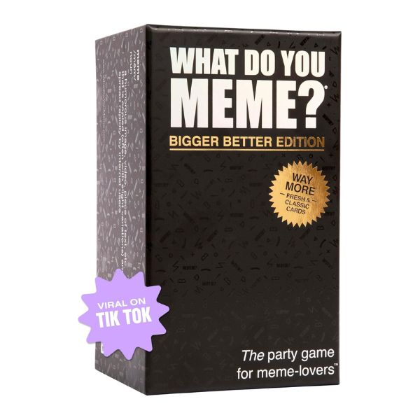 WHAT DO YOU MEME? Bigger Better Edition, the ultimate party game for a hilarious 3 year anniversary gift.