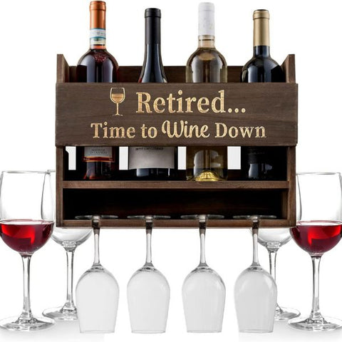 Elegant wall-mounted wine rack as perfect as a retirement gift.