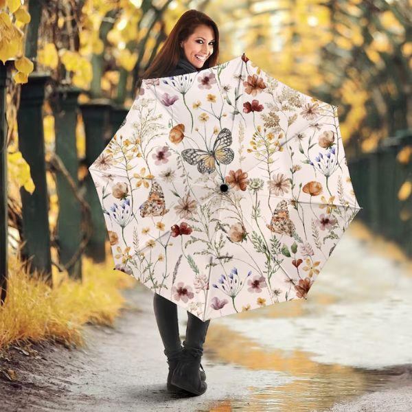 Charming watercolor butterfly design on an umbrella, a unique butterfly gift.