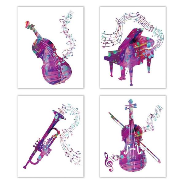 Elevate your music room with the Watercolor Music Wall Art Print, a vibrant decoration in 8"X10" size (Unframed) that harmonizes style with melody.