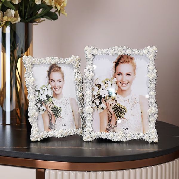 Elegant White Pearl Picture Frame, a perfect 30th anniversary gift, showcasing timeless style.