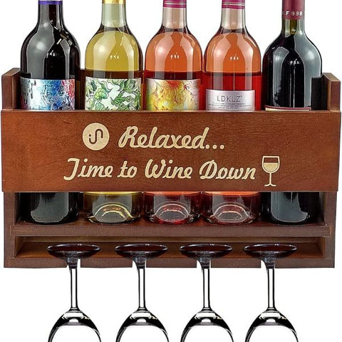 Wine Down Wine Rack, a humorous Funny Retirement Gift, adds a touch of whimsy to the retiree's relaxation space