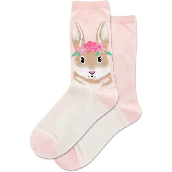 Women's Flower Crown Bunny Crew Socks is a stylish and festive, a great Easter gift.