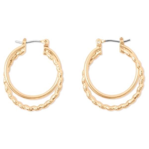 Women's Twist Double Hoop Earrings, a timeless graduation gift for her, adding a touch of elegance to any outfit.