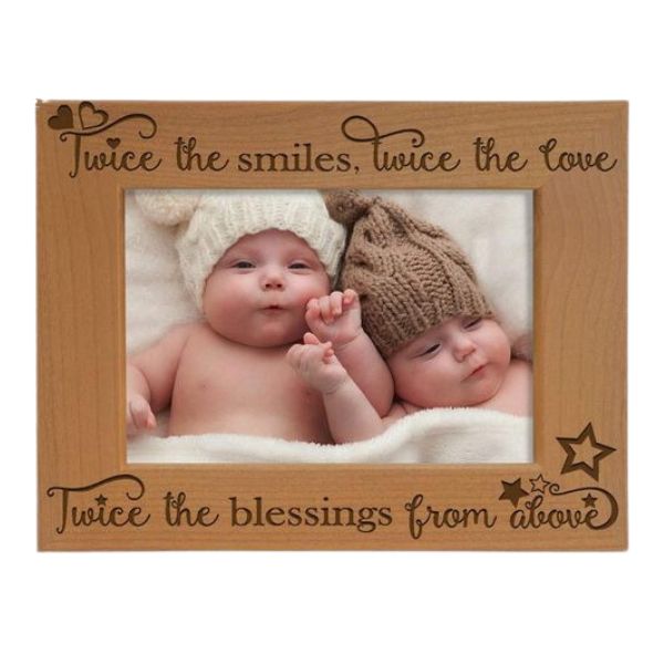 A rustic twin mom gift that adds a touch of nature to your precious twin photos.
