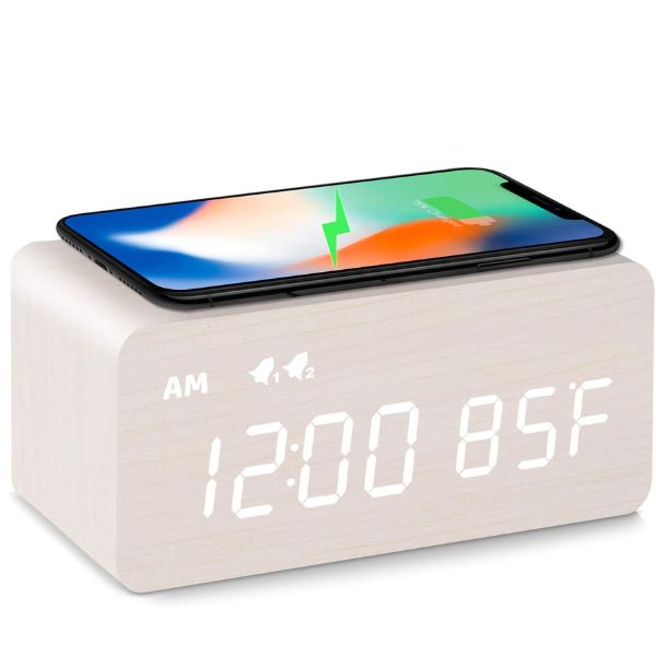 Never miss a deadline with the Wooden Alarm Clock with Wireless Charging - a functional graduation gift.