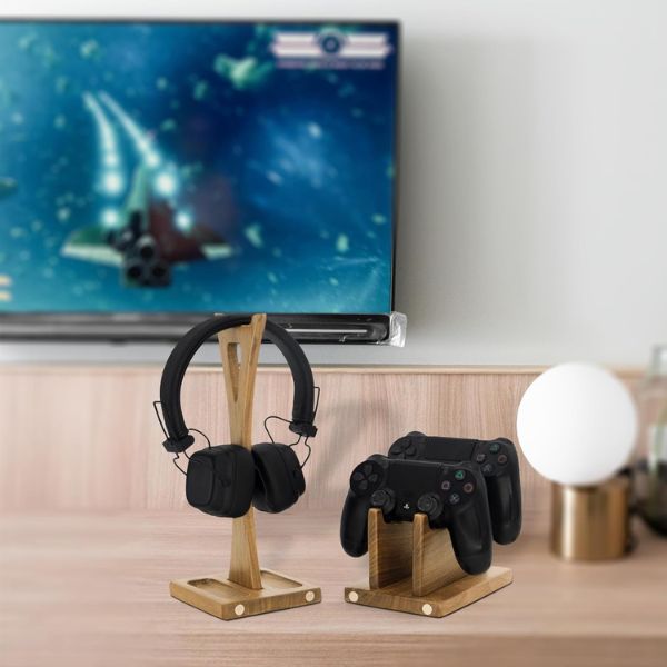 Wooden Controller and Headset Organizer - Organize and display your gaming gear.