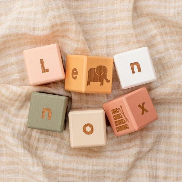 Wooden Letter Baby Name Blocks offer a playful touch to your nursery on Baby Day.