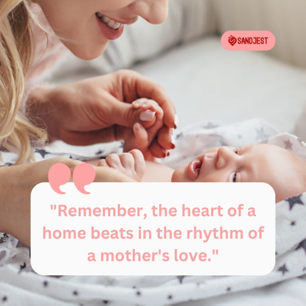 A mother's gentle touch on her baby's hand, capturing the guidance in words of wisdom for new moms.