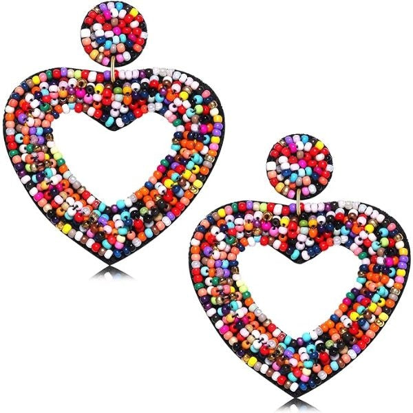 YAHPERN Beaded Heart Earrings, a charming valentines gift for mom with intricate beadwork.