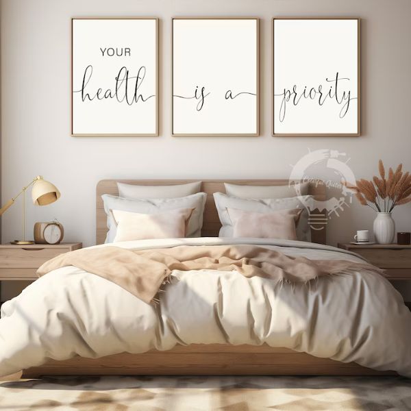 Prioritize your well-being with the "Your Health Is A Priority" Set of 3 Poster Prints.