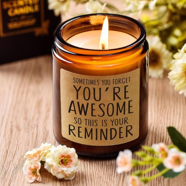 "You're Awesome" Lavender Scented Candle, a fragrant ode to appreciation, creates a soothing ambiance and conveys heartfelt sentiments to your daughter-in-law.