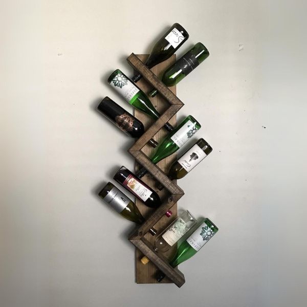 Zig Zag Wine Bottle Holder, a unique wooden piece for 5 year anniversary gift celebrations.