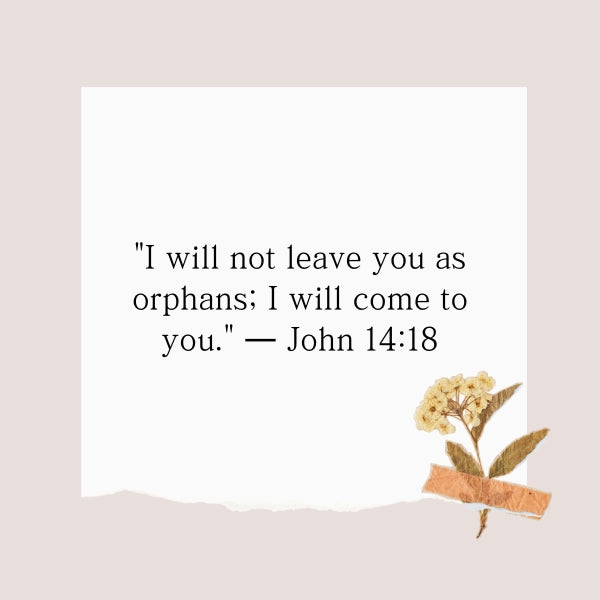 Inspirational Bible verse about adoption with a serene background.