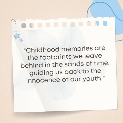 Notepad with nostalgic childhood quotes about childhood memories.